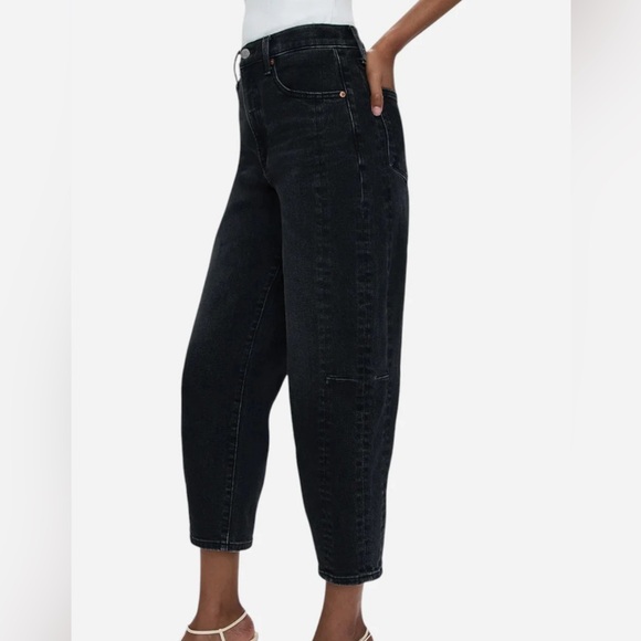 Pistola Eli high rise washed black arched leg barrel jeans - Picture 4 of 12